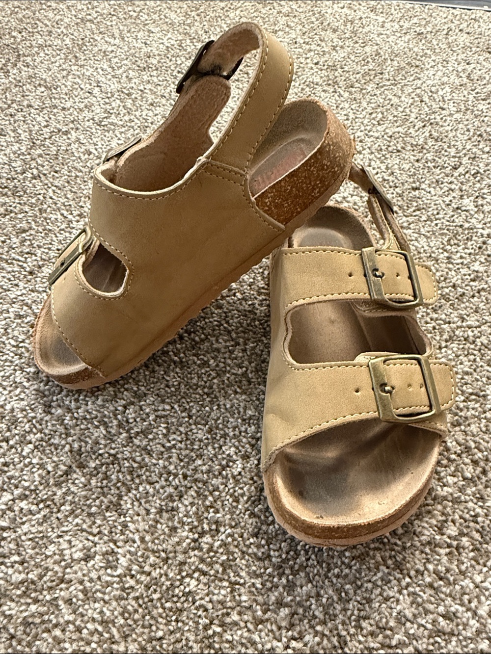 fabkids Tan Double-Buckle Cork Footbed Sandals